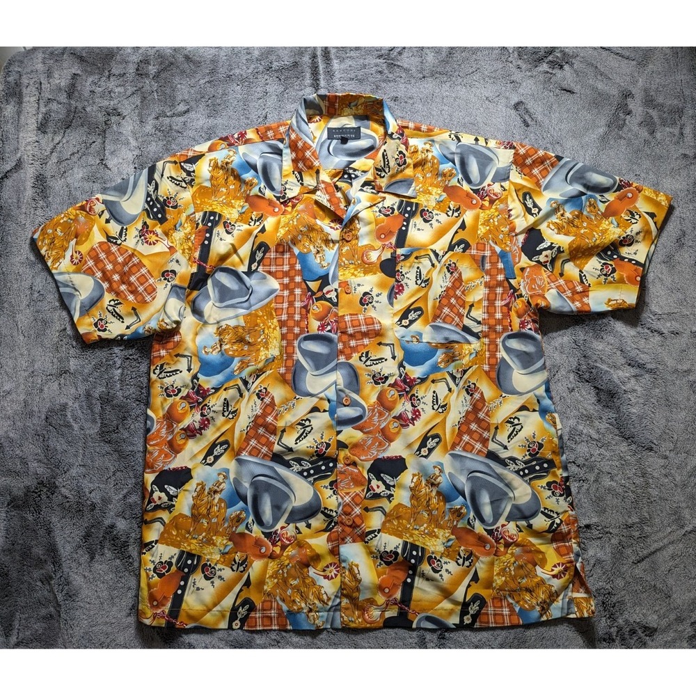 Barcode Short Sleeve Button Up Shirt Men's Size XL